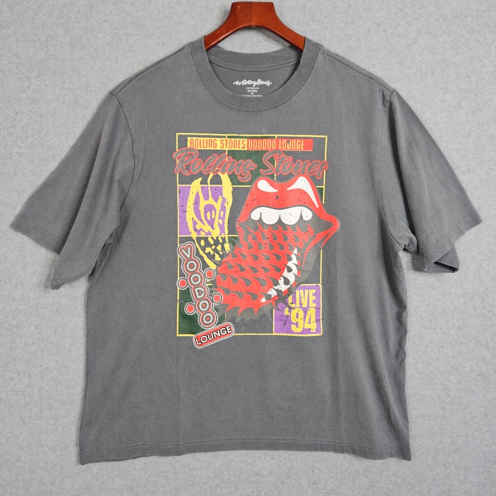 Rolling Stones Voodoo Lounge Live 94 Graphic‎ Crop T-Shirt Mens Size M Gray New